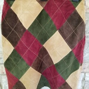 Lord & Taylor genuine suede skirt. Argyle. Size 8P